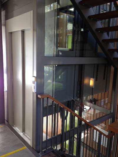 Glass elevator shaft